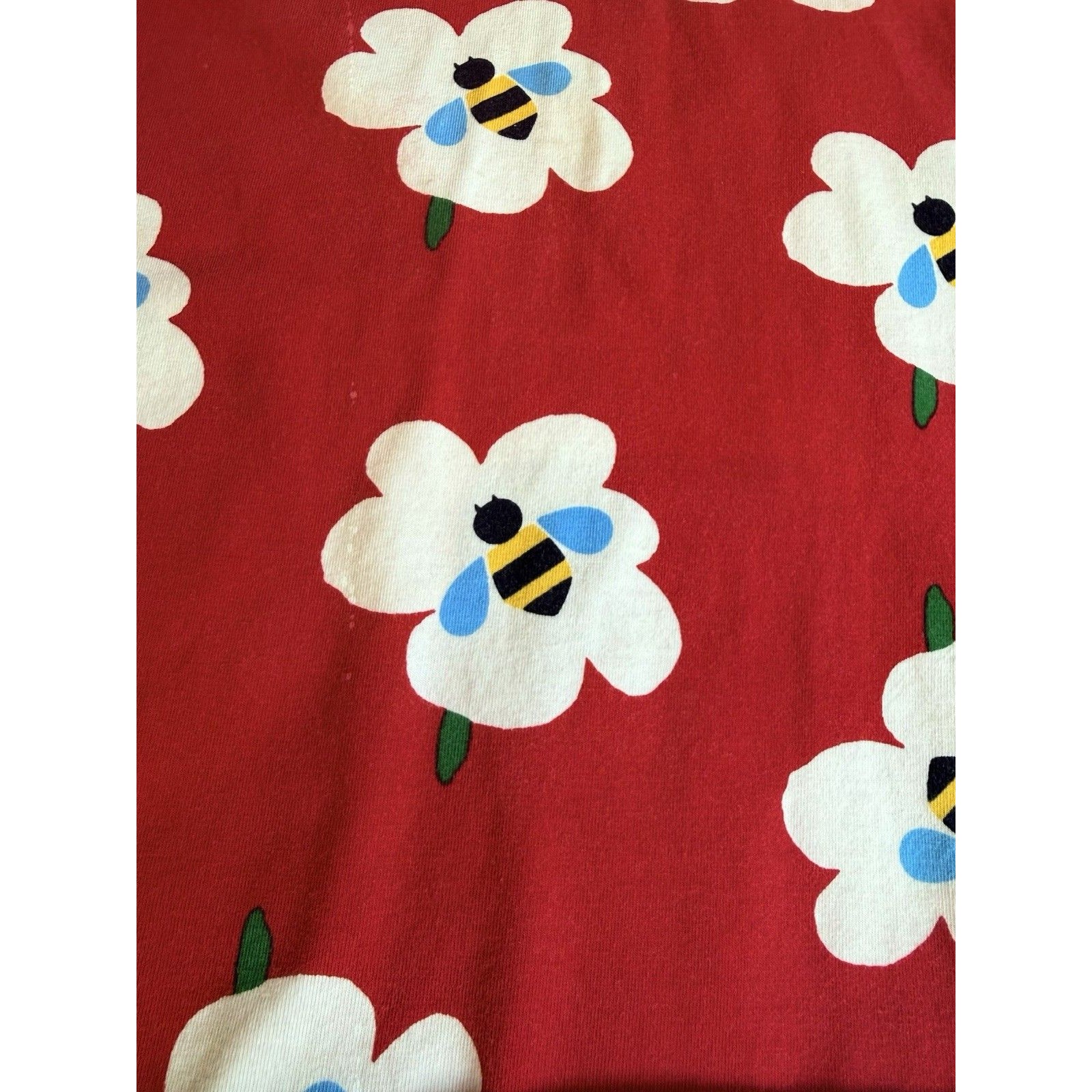 Hanna Andersson Girls Red Bee Floral Swing Dress Size 8 130cm Cotton Euc — image 7 of 7